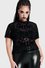 ETERNALLY YOURS FLOCKED MESH TOP