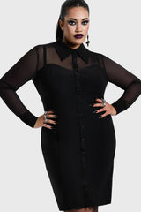 Shadow Bodycon Button Up Midi Dress