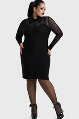 Shadow Bodycon Button Up Midi Dress