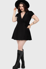 The Hollow Embroidered Mini Dress Black