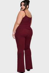 Twilight Viper Embroidered Flares Burgundy
