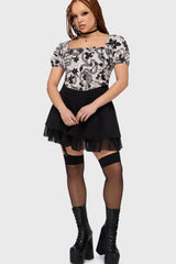 Venomous Rose Puffed Sleeve Corset Top