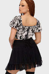 Venomous Rose Puffed Sleeve Corset Top
