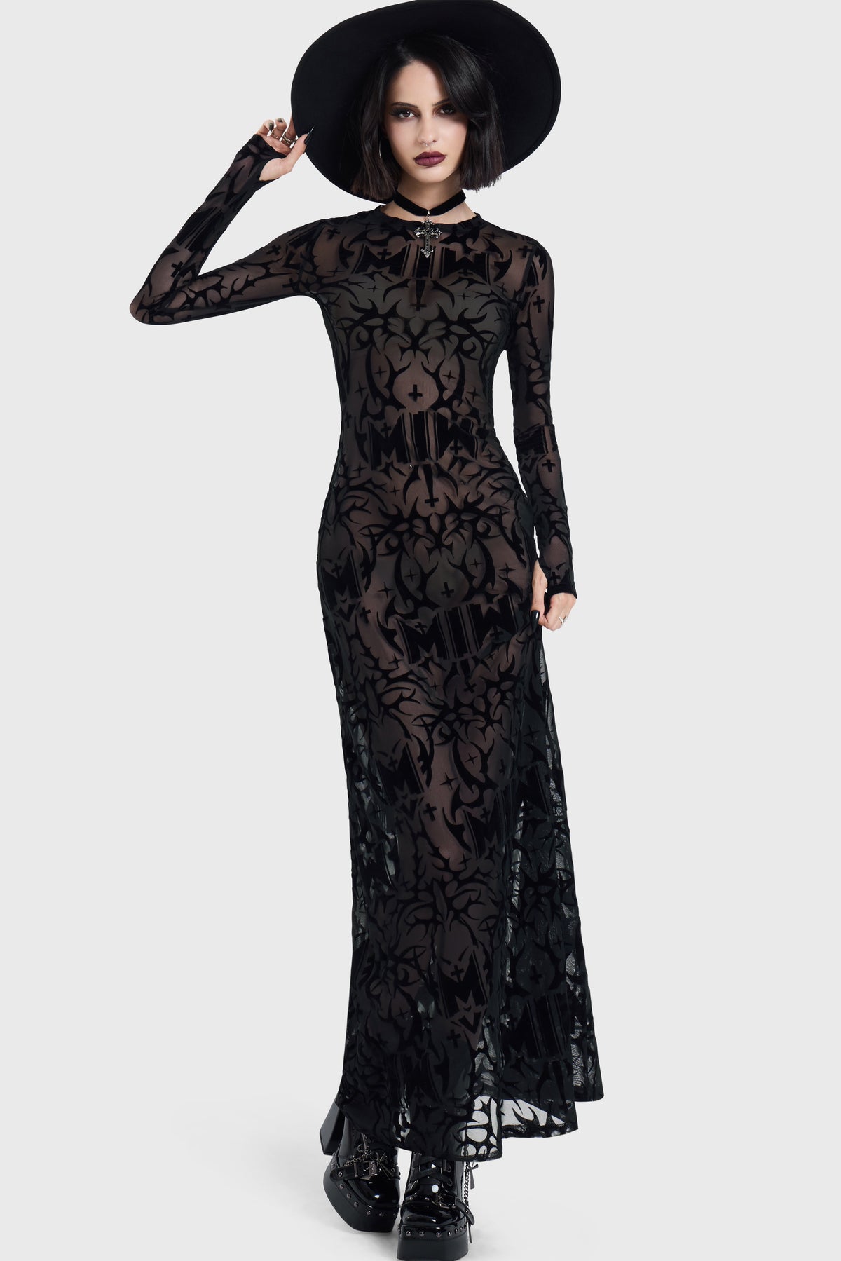 ETERNALLY YOURS FLOCKED MAXI DRESS