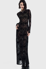 ETERNALLY YOURS FLOCKED MAXI DRESS