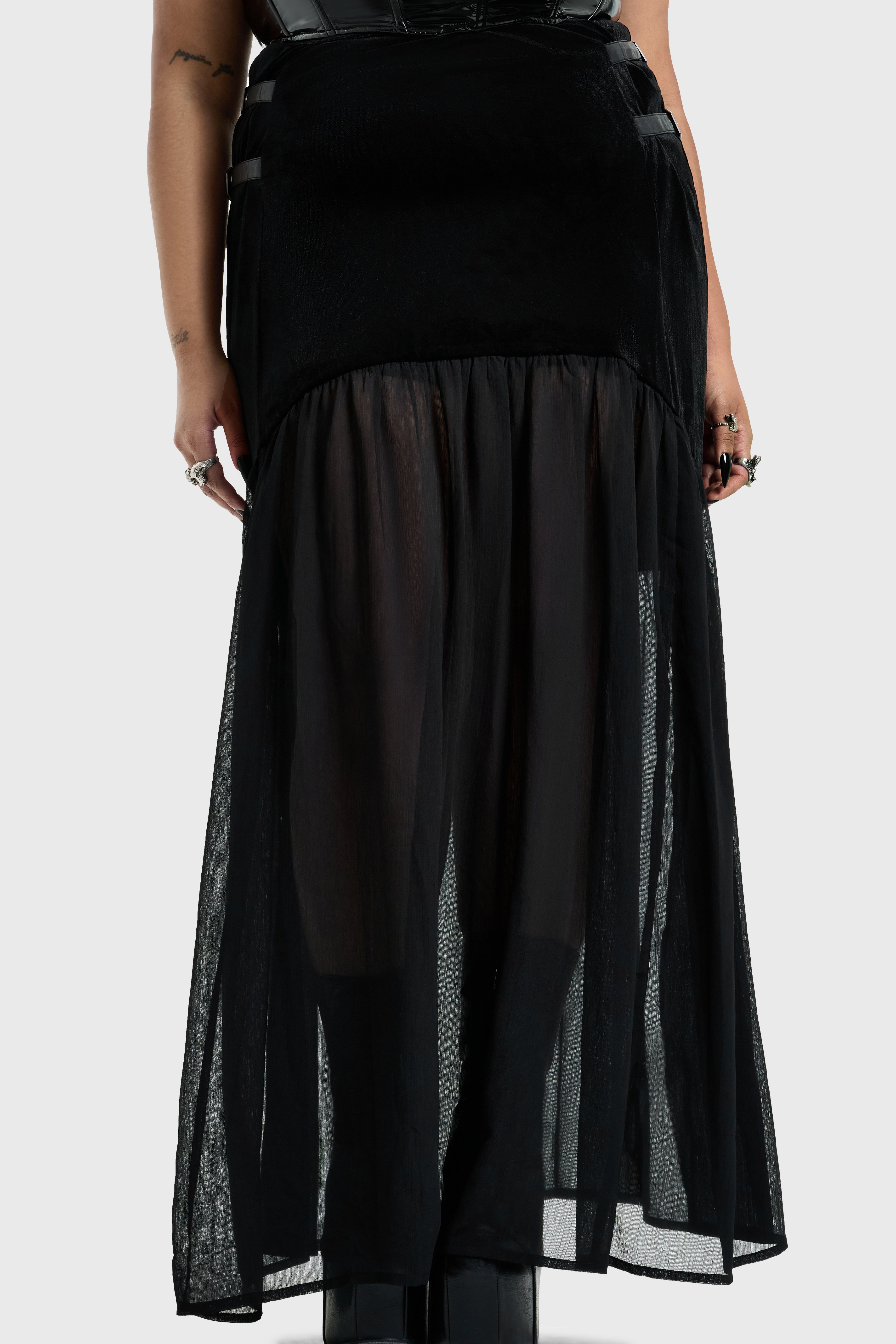 ESTRIA HEX CHIFFON MAXI SKIRT