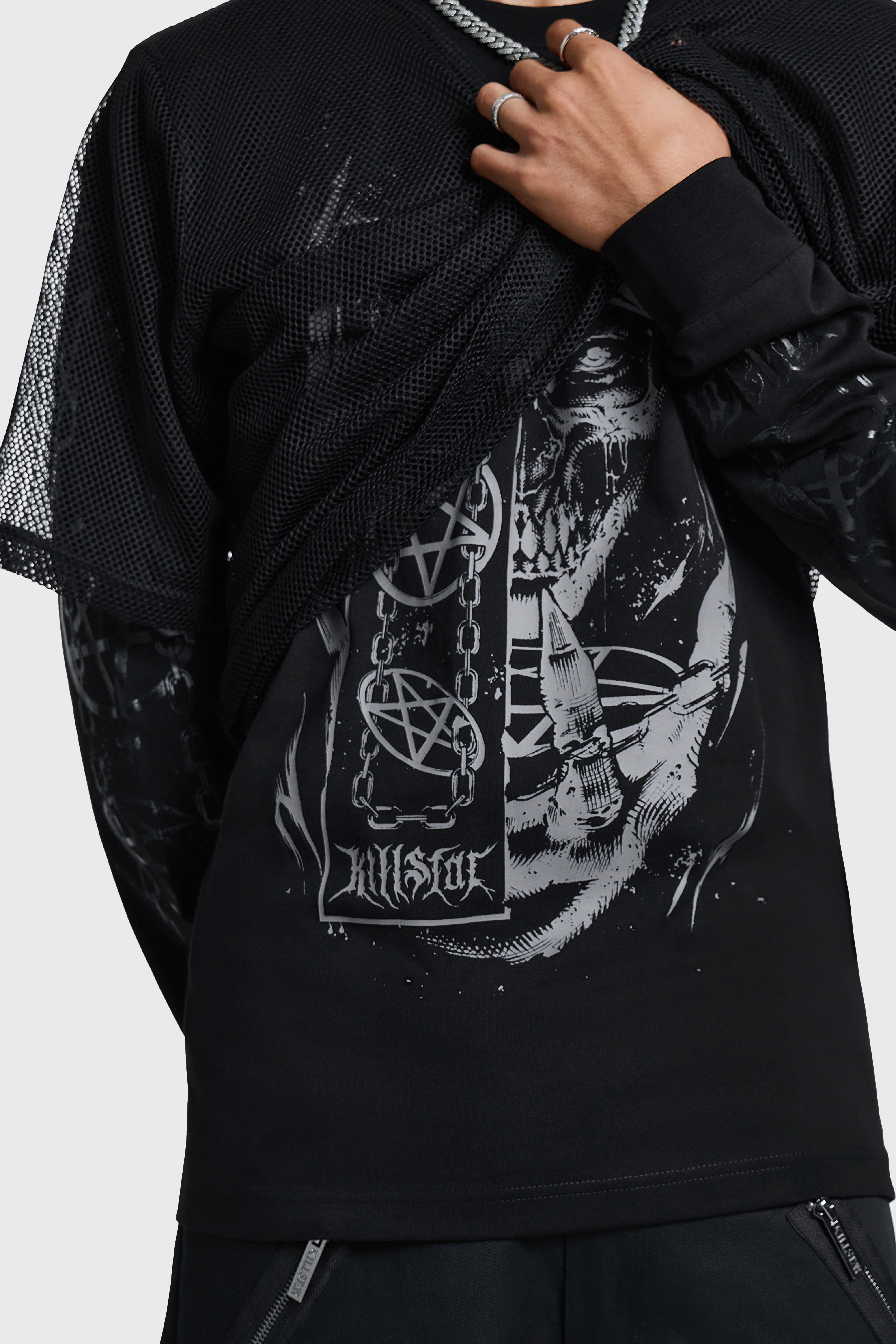 False Belief Fishnet Long Sleeve T-Shirt