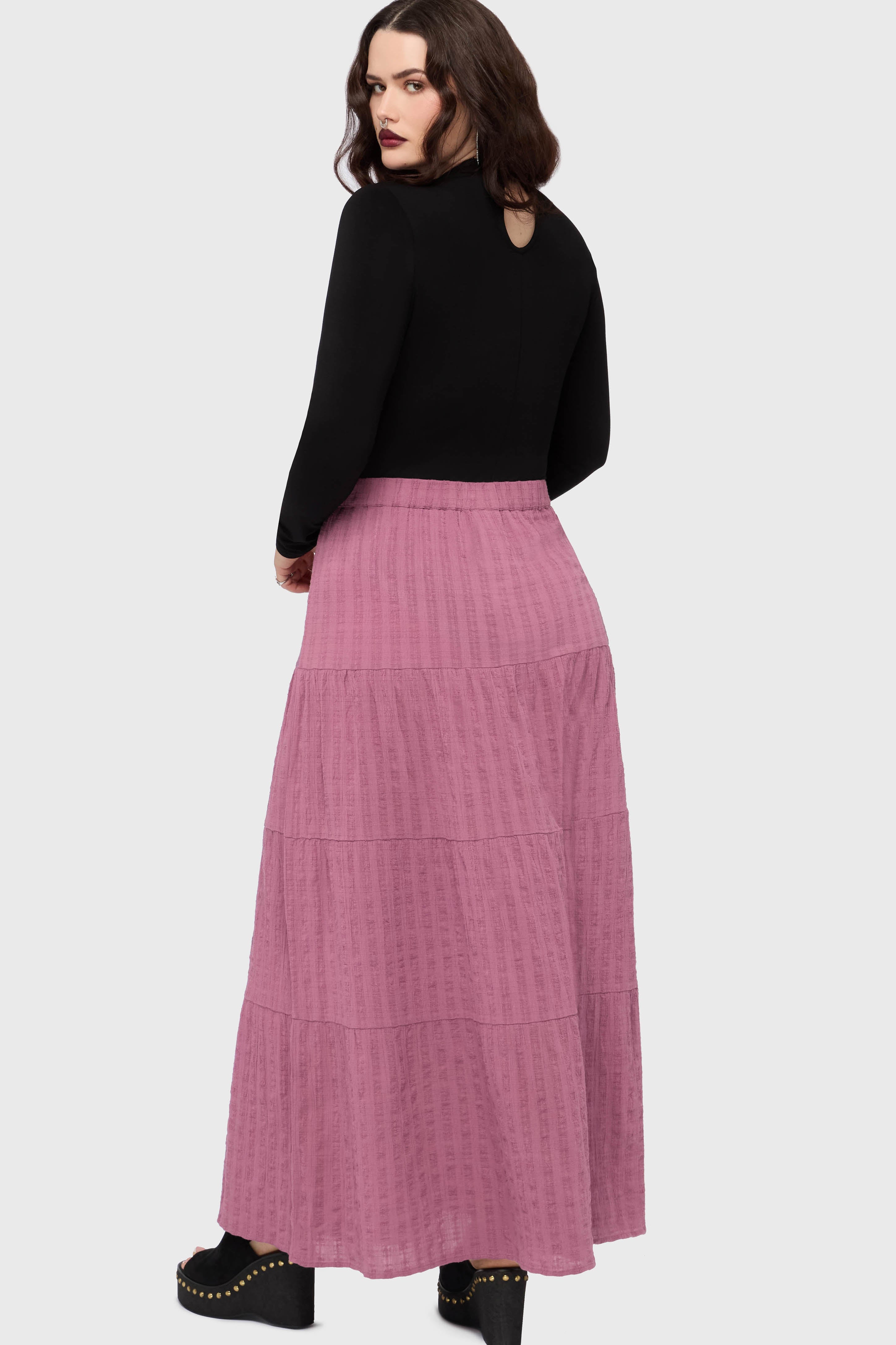 Gaia Adorned Textured Maxi Skirt