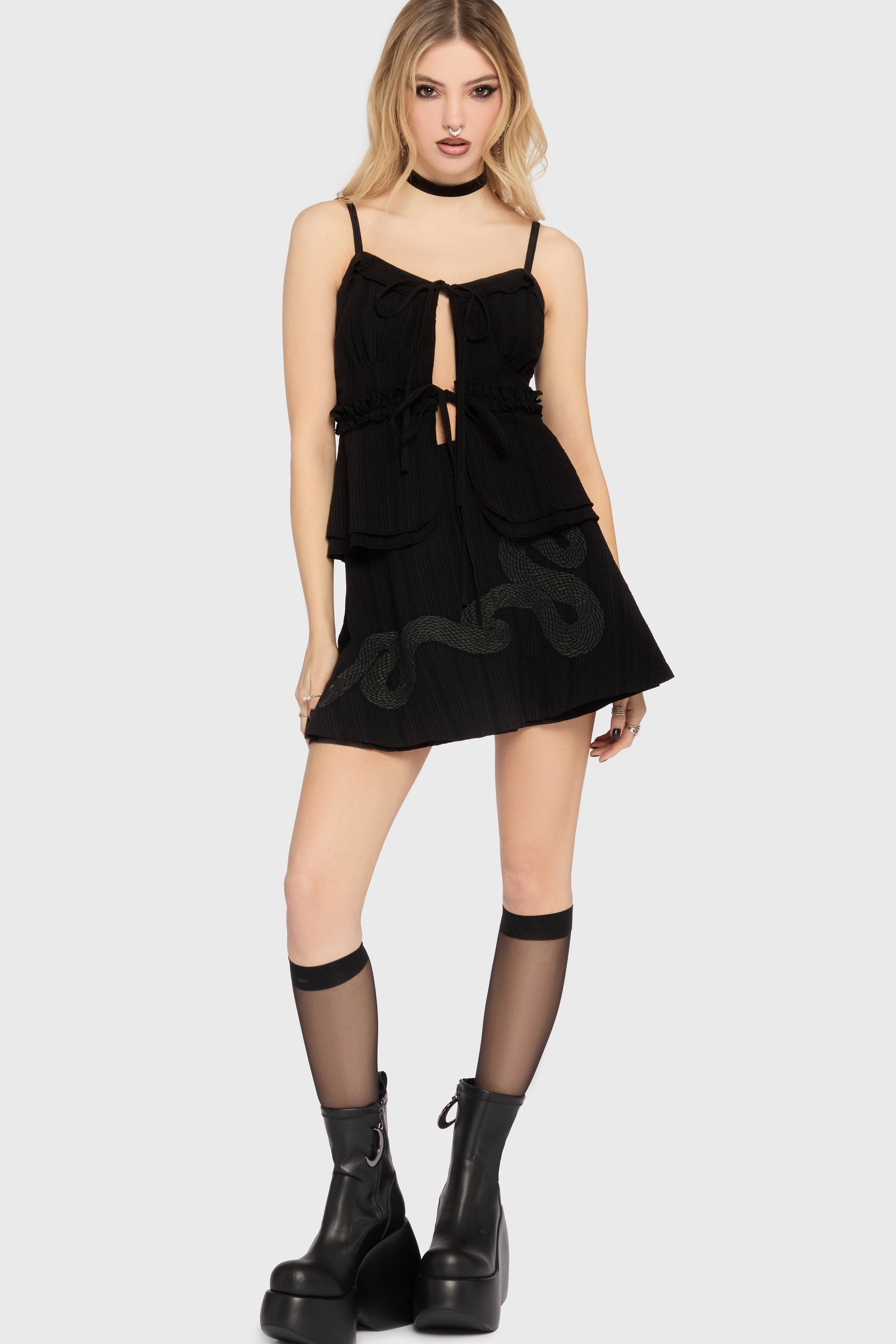 Gaia Adorned Tie Front Vest Top