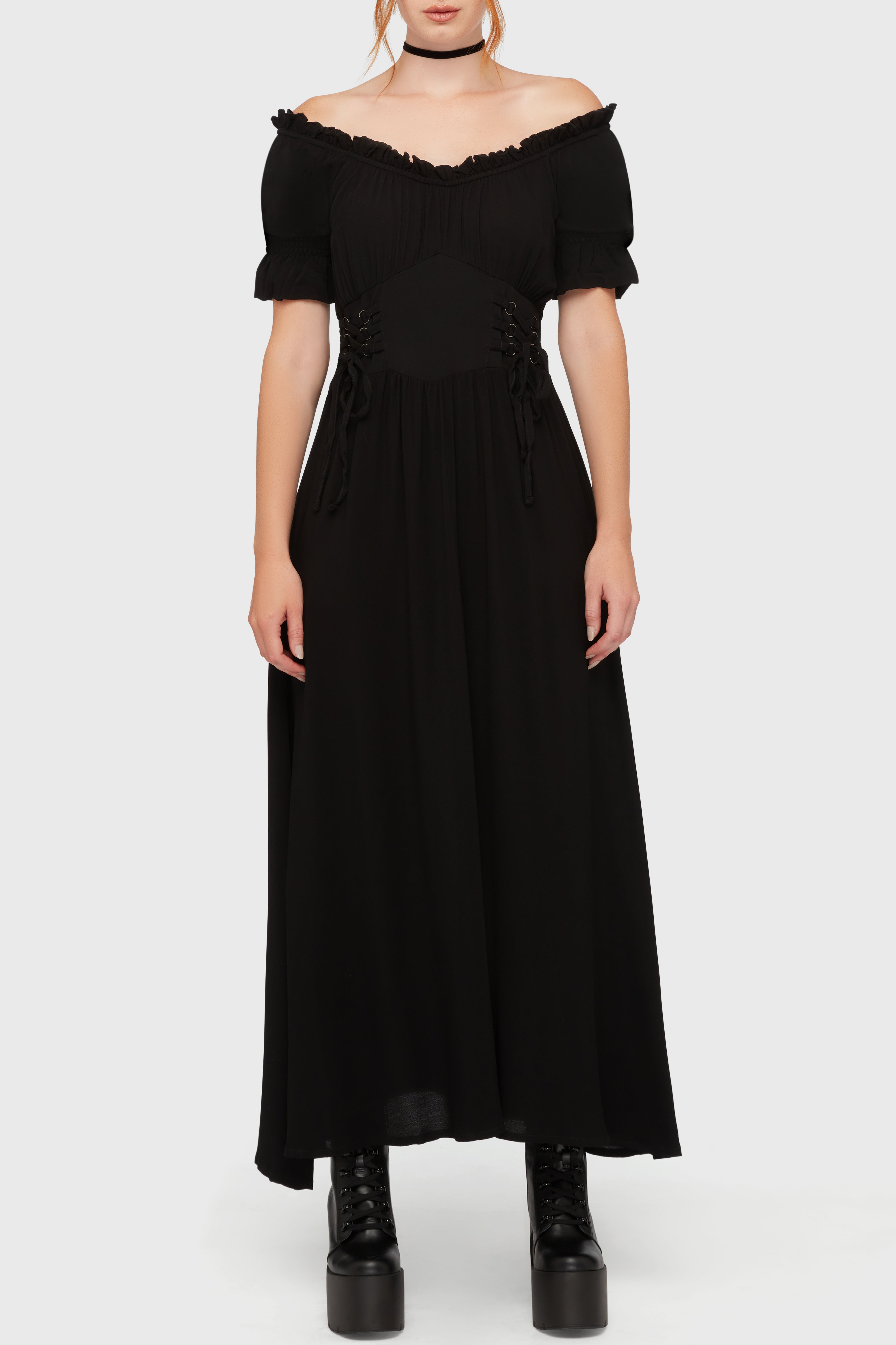 Jocasta Maxi Dress Short Sleeve BLACK