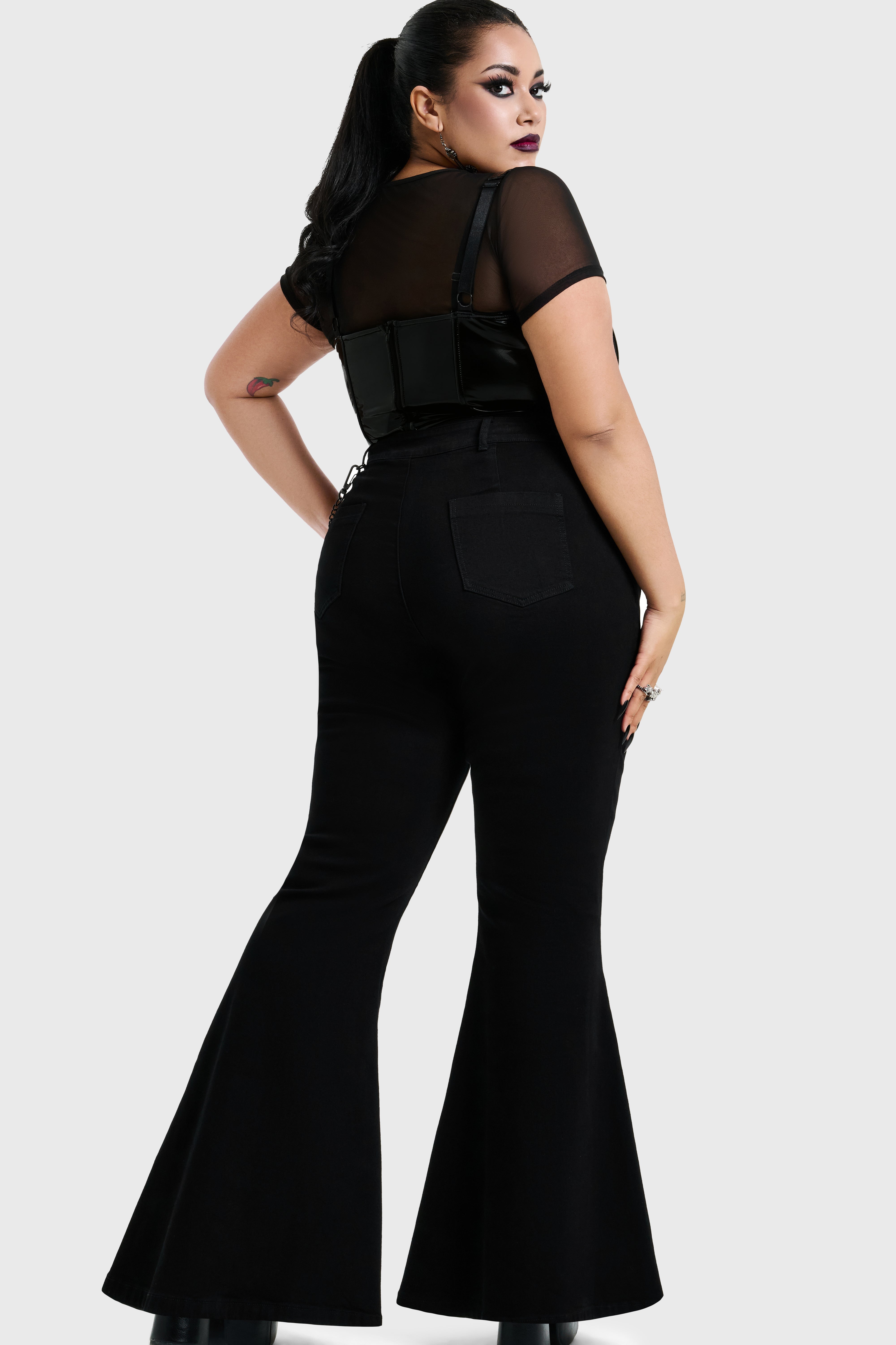 SKULL FLARED JEANS