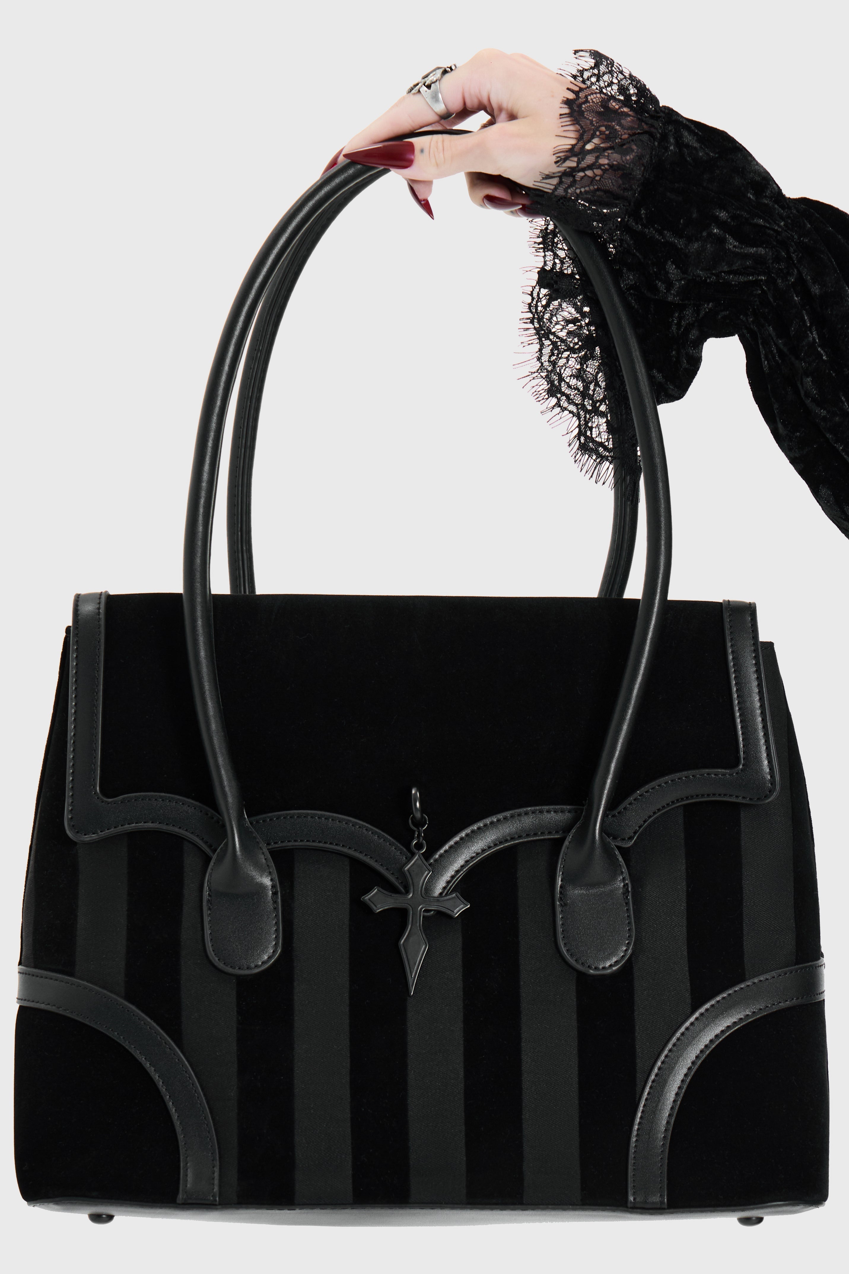 Striped Noir Handbag