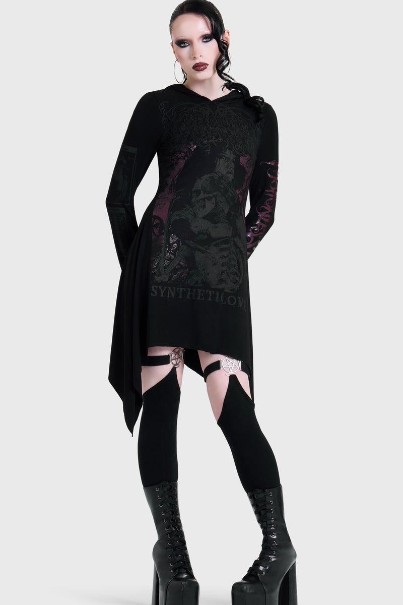 SYNTHETIC LOVE HOOD DRESS
