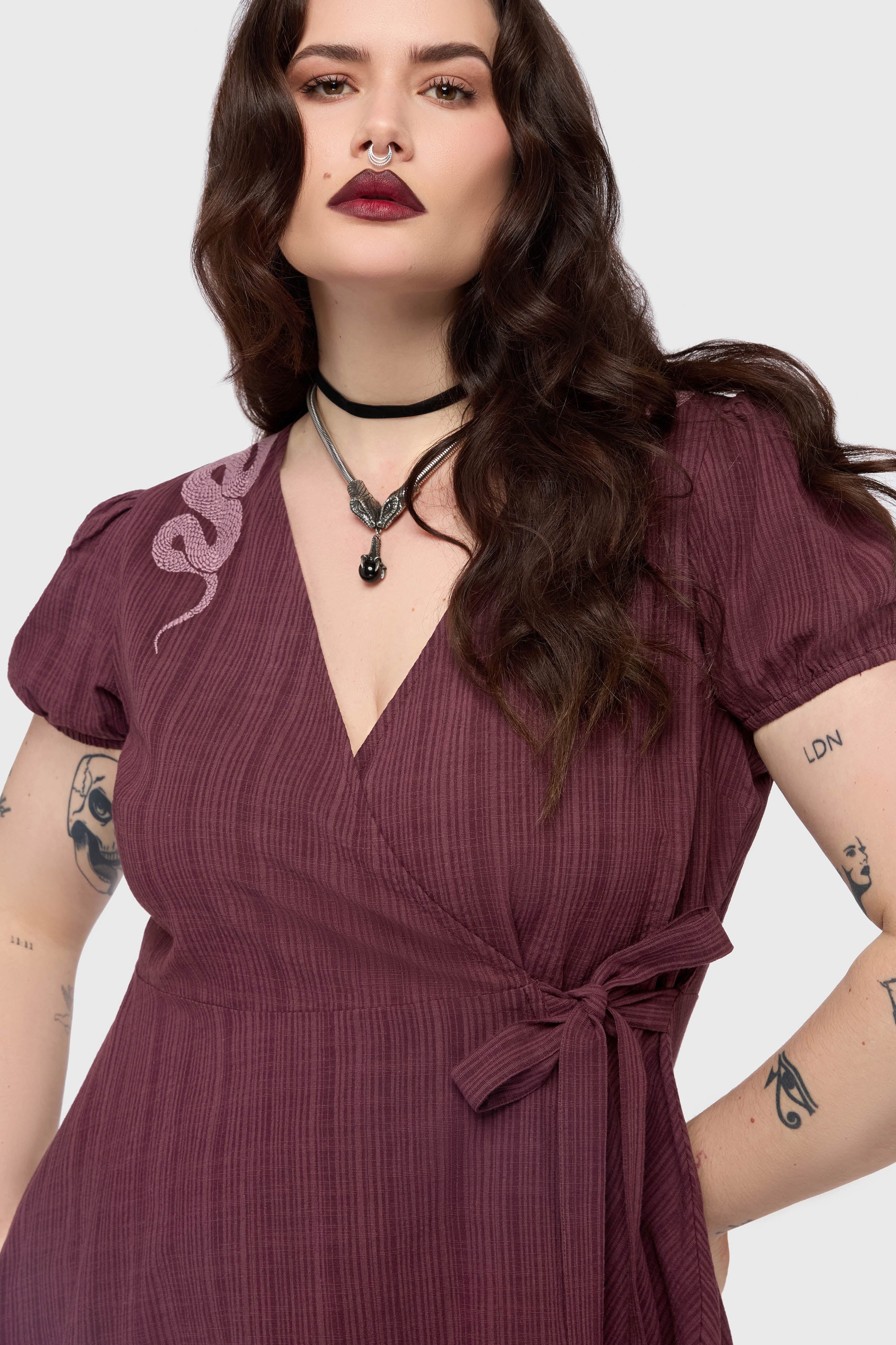 The Hollow Embroidered Mini Dress Purple