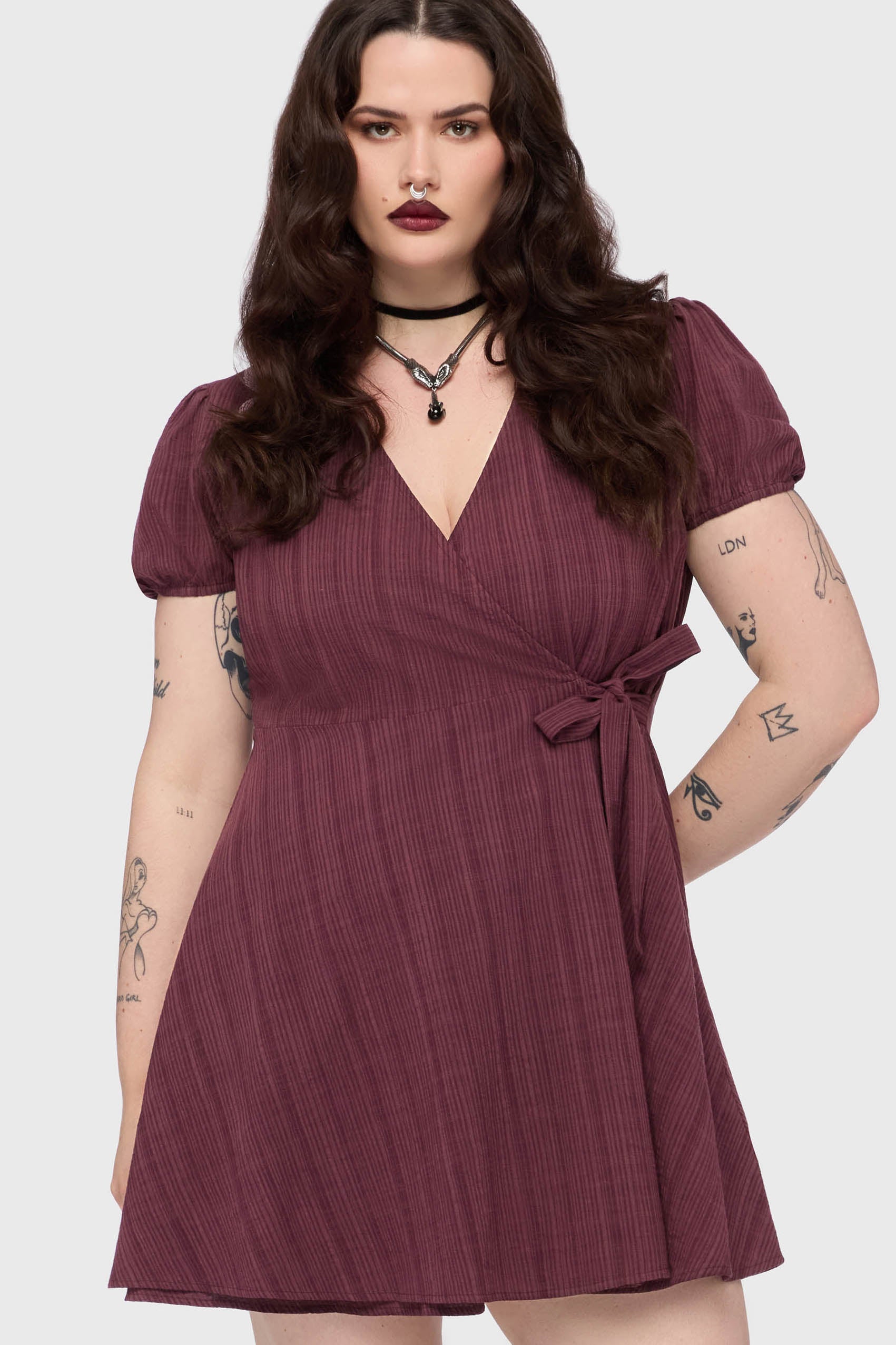 The Hollow Embroidered Mini Dress Purple