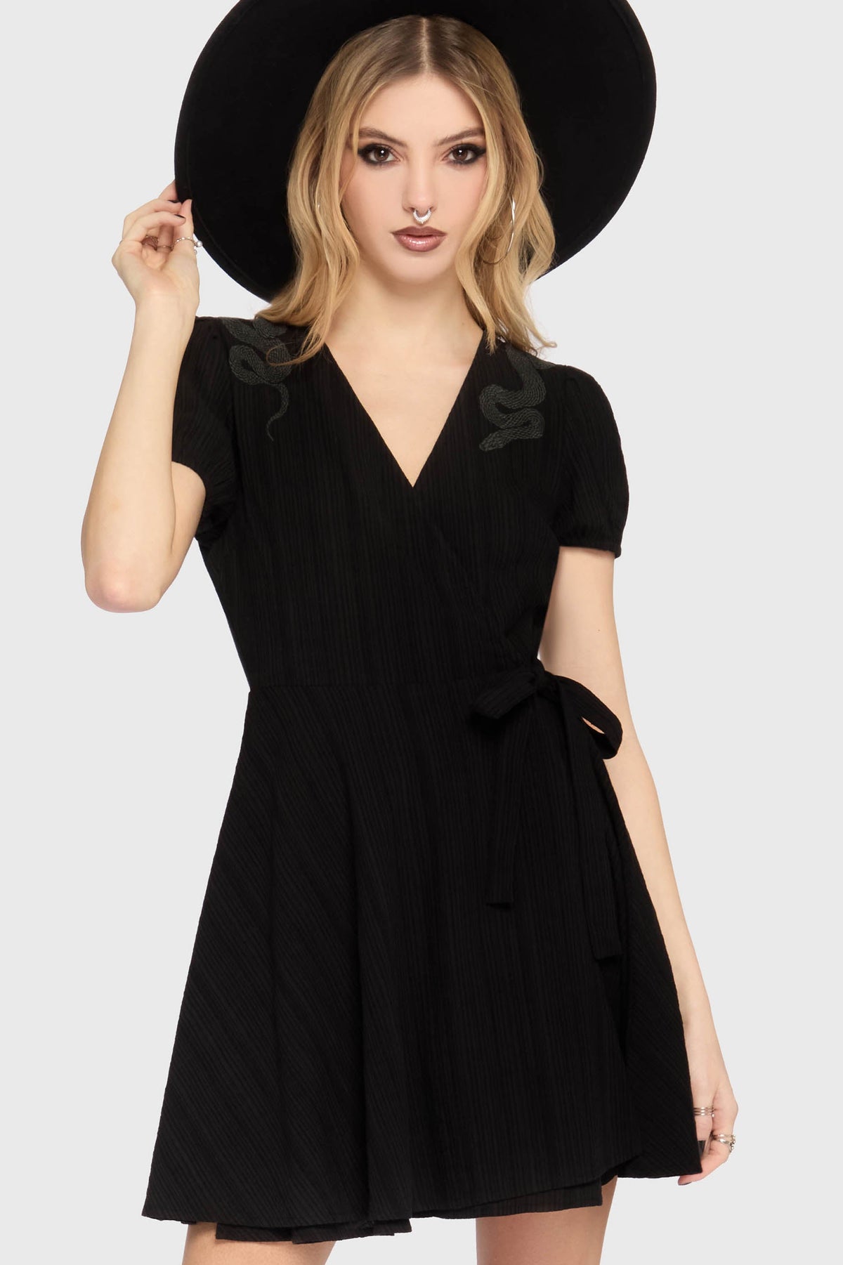 The Hollow Embroidered Mini Dress Black