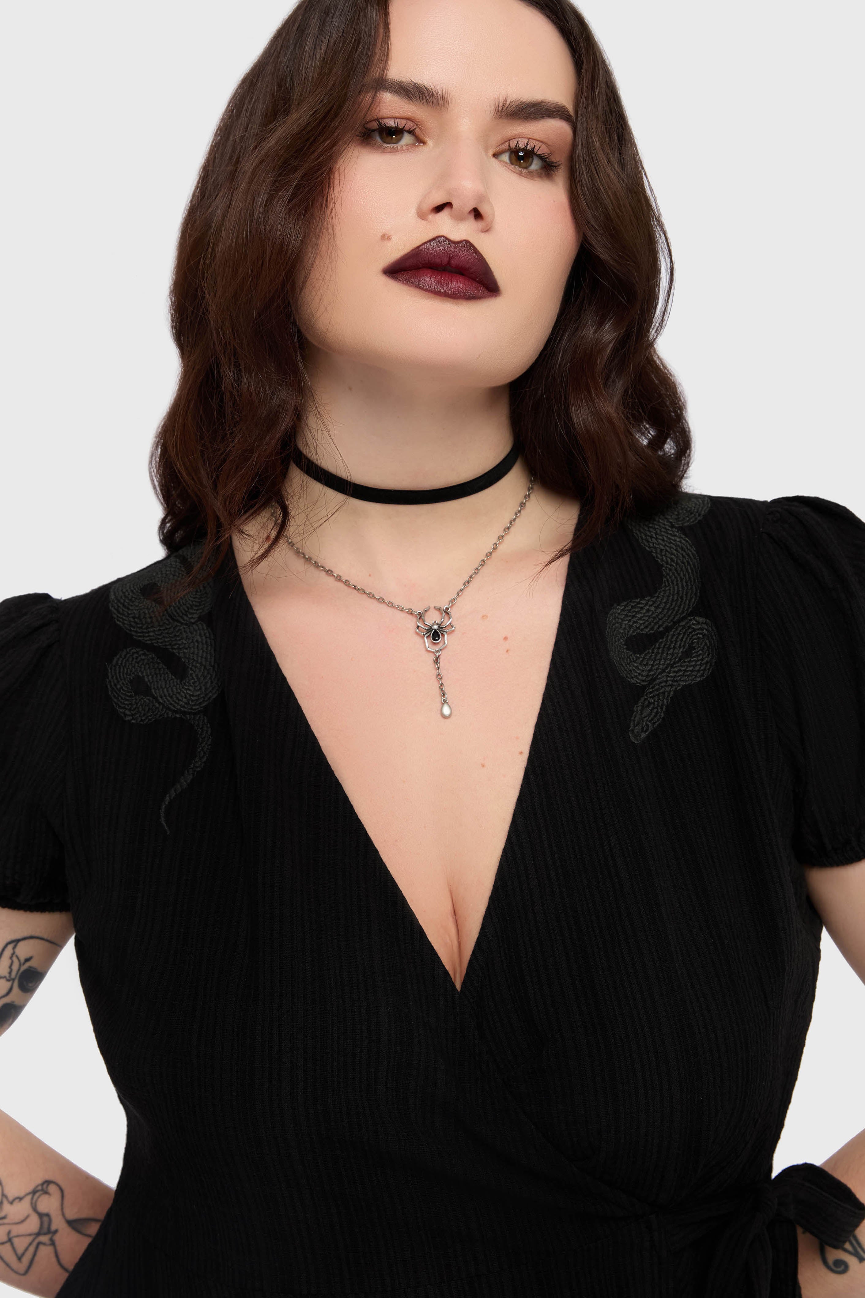 The Hollow Embroidered Mini Dress Black