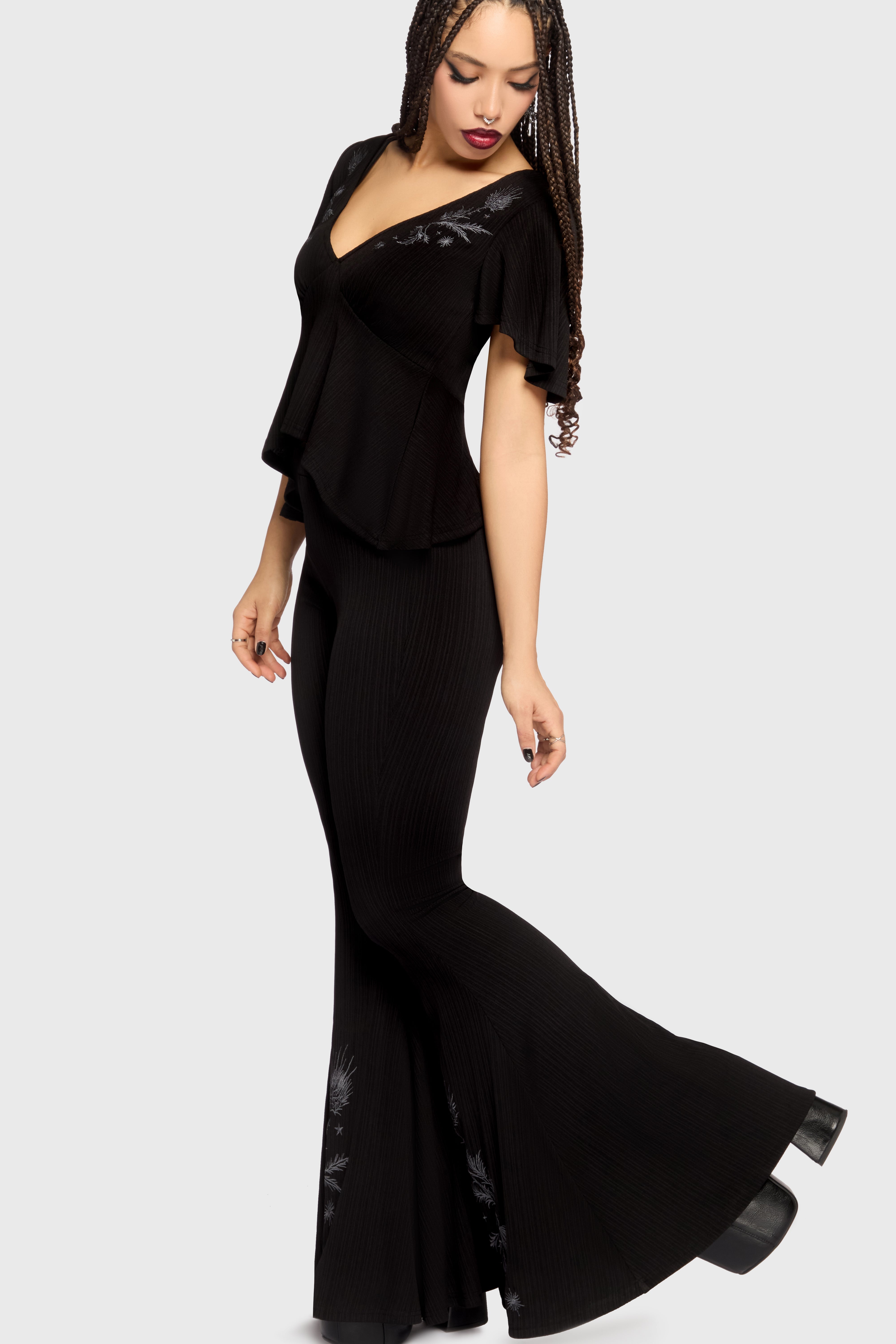 Thistina Embroidered Flares
