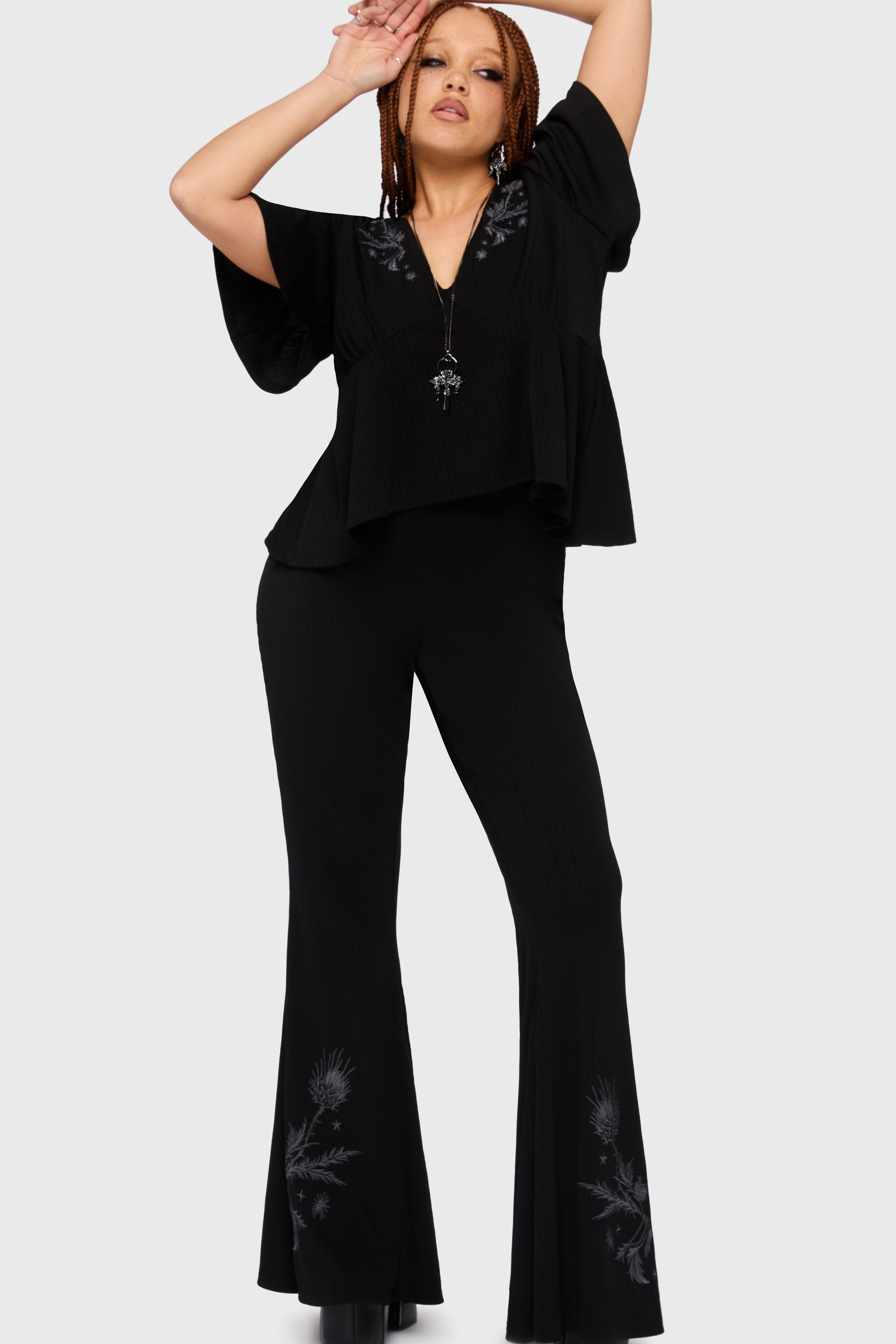 Thistina Embroidered Flares