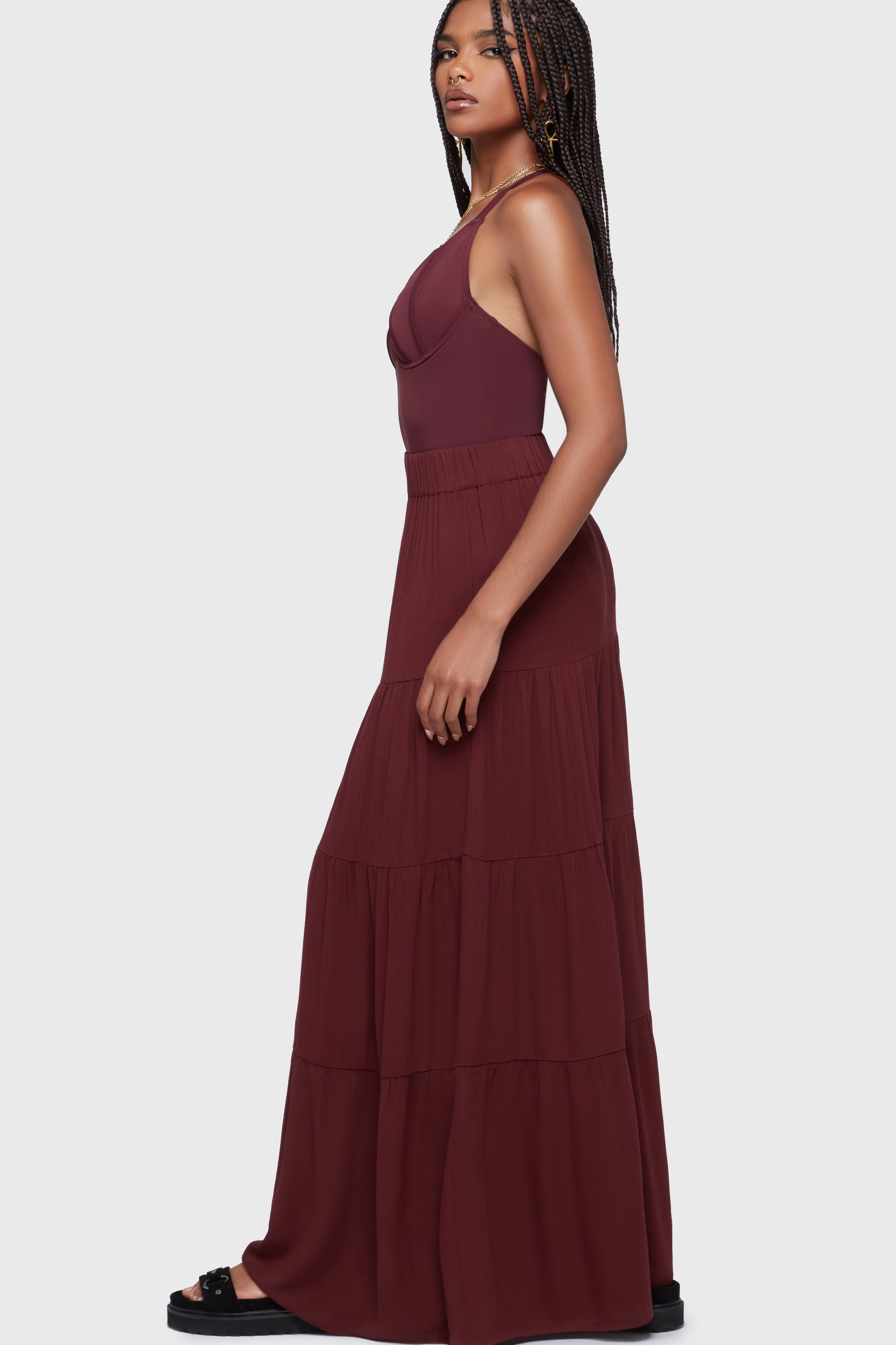 Thursday's Woe Maxi Skirt Burgundy