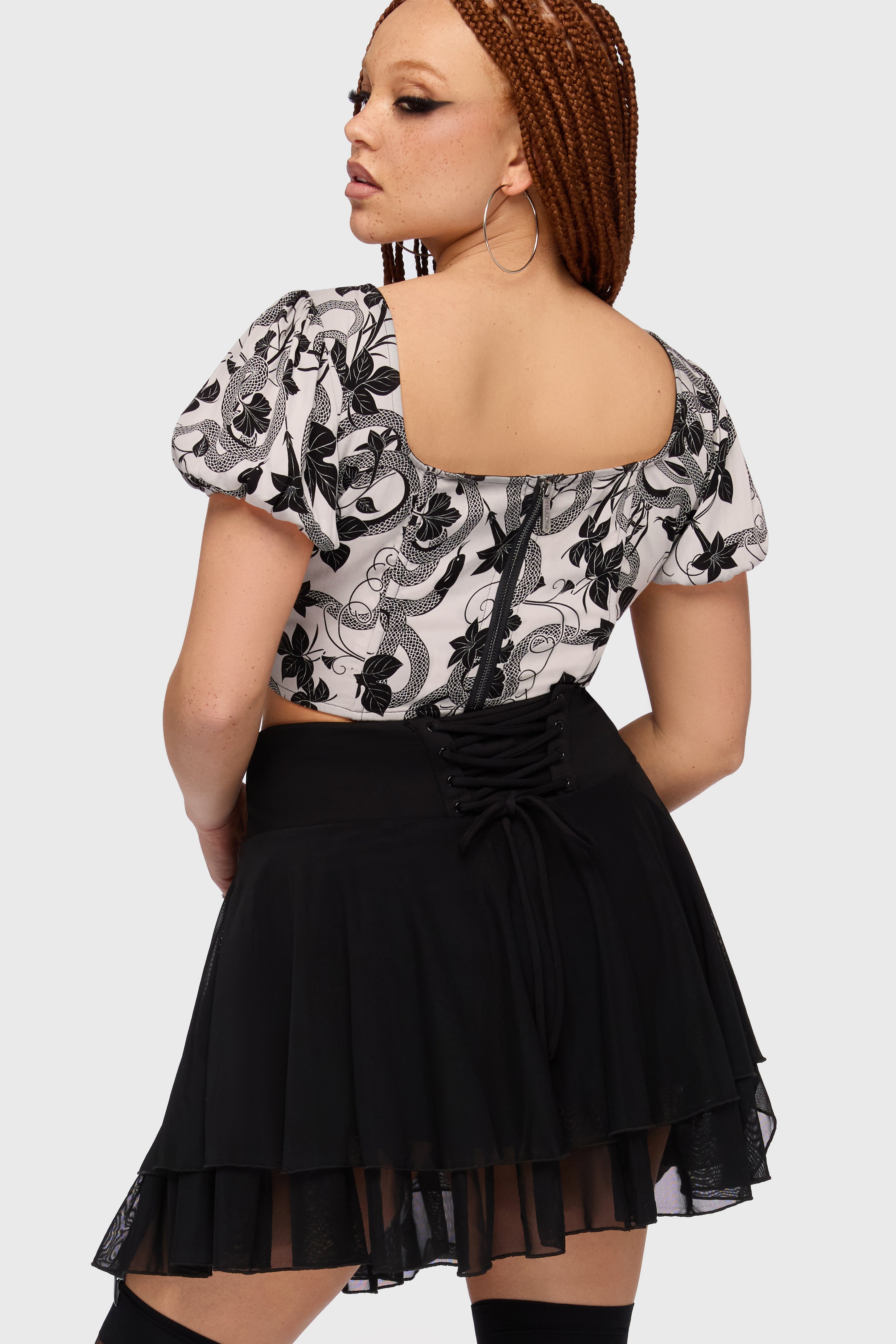 Venomous Rose Puffed Sleeve Corset Top